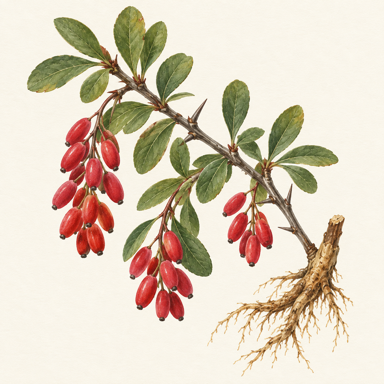 Botanische Illustration einer Gewöhnlichen Berberitze
